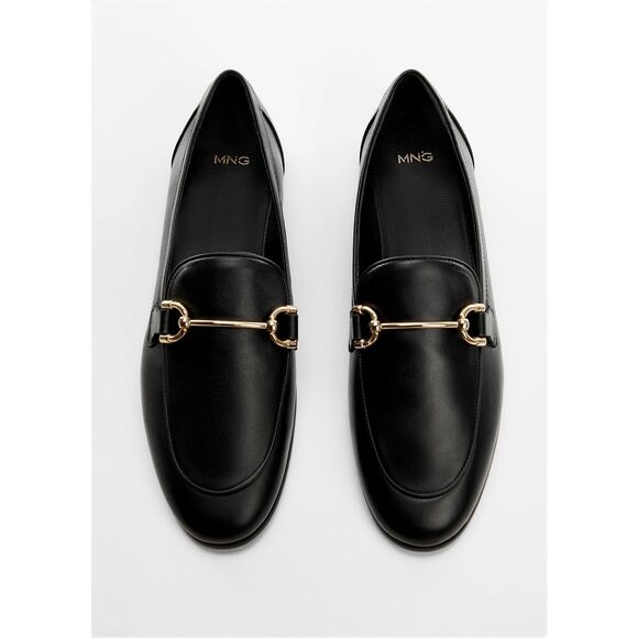 MNG BY MANGO LEATHER LOAFERS WITH METALLIC DETAIL HORSEBIT 39 US8.5 - Picture 1 of 5